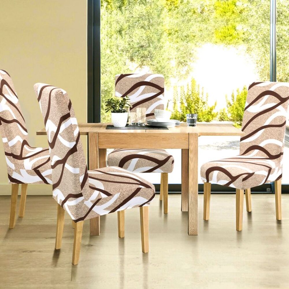 Dining Chair Cover Stretch Chair Protector Chair Seat Cover String Pattern - Picture 3 of 6